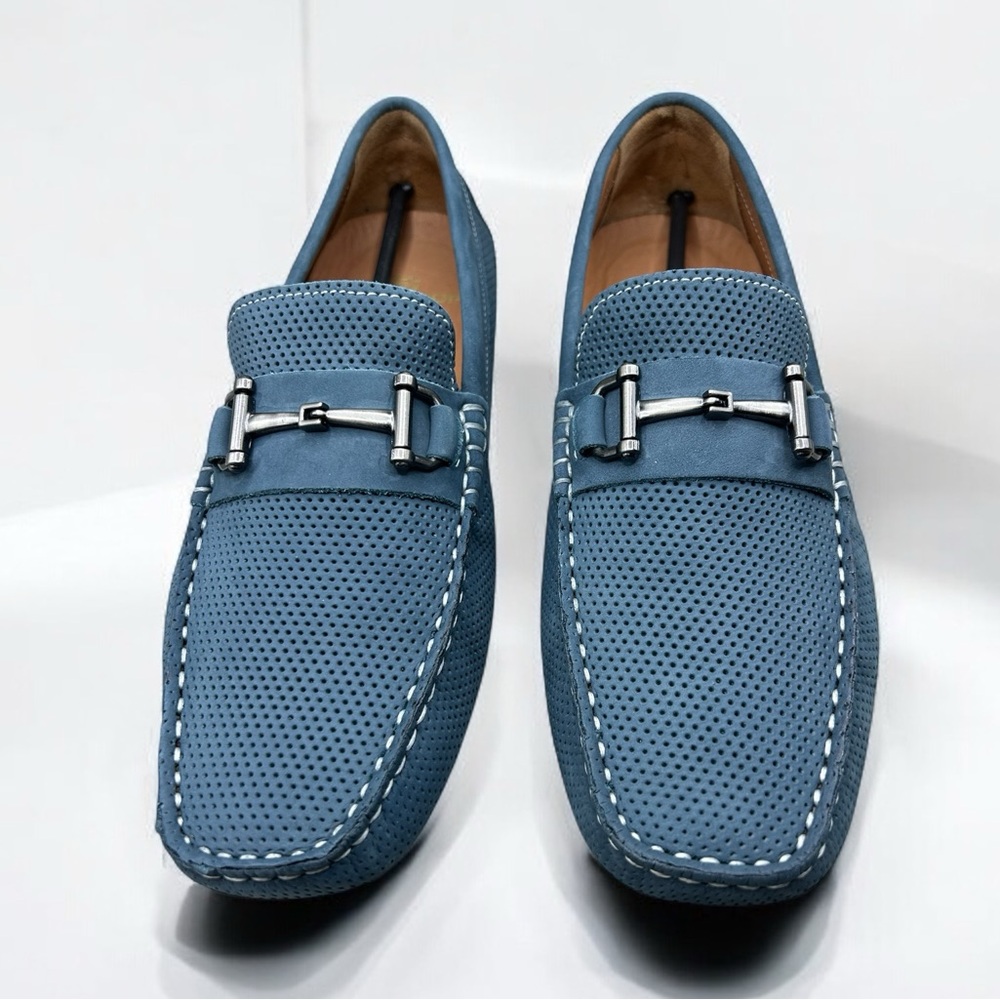 Winthrop Men’s Naples Blue Nubuck Leather Loafers - Size 7M
